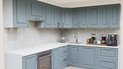 Кухня угловая Эмаль небесная 1334 Прямоугольник